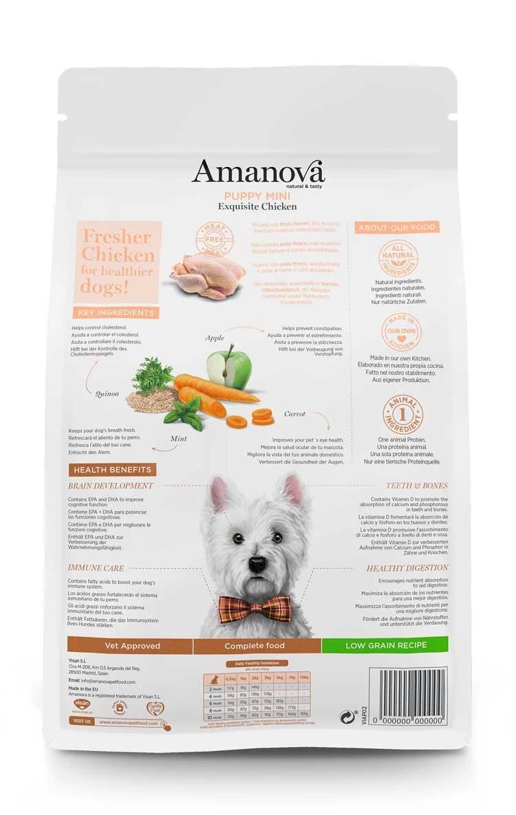 pienso para cachorros mini de pollo y quinoa amanova