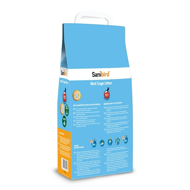 arena mineral ultra absorvente para jaulas de aves sanibird