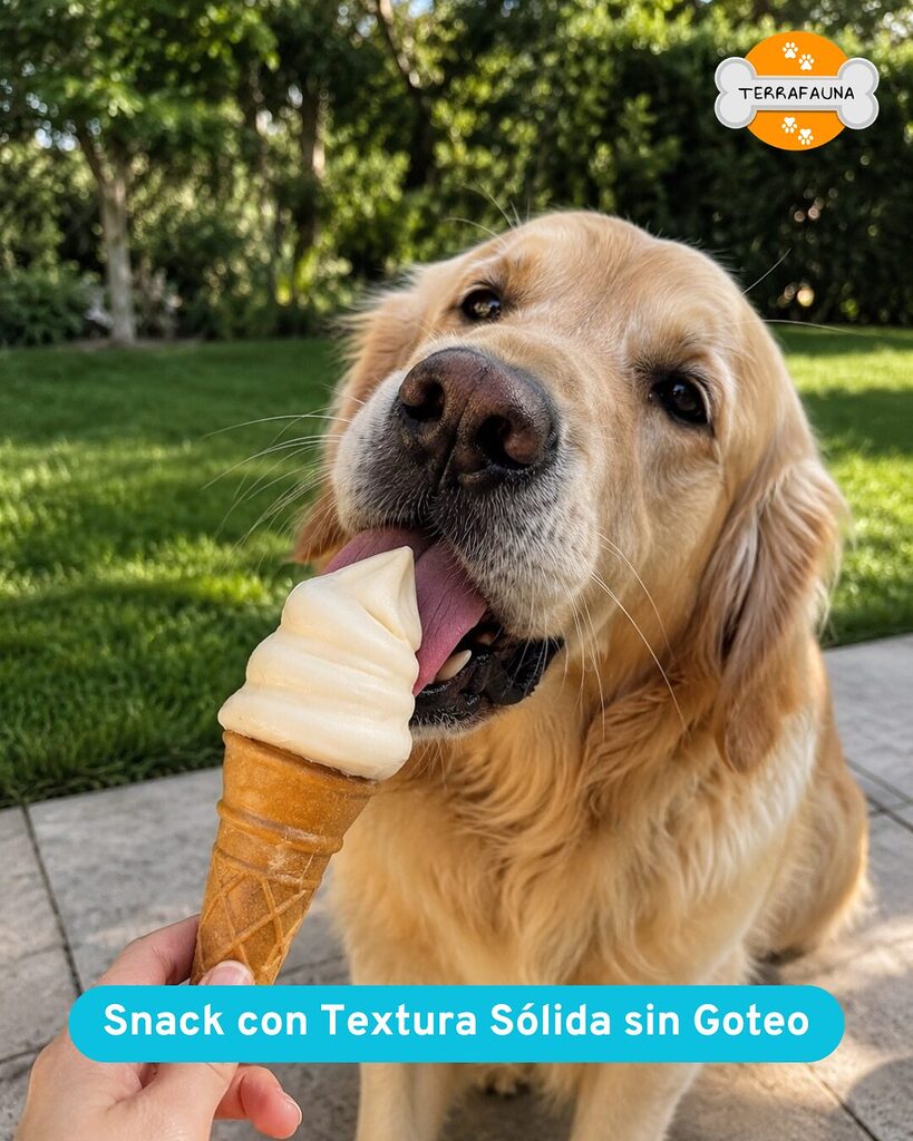 Perro disfrutando de un helado natural para perros